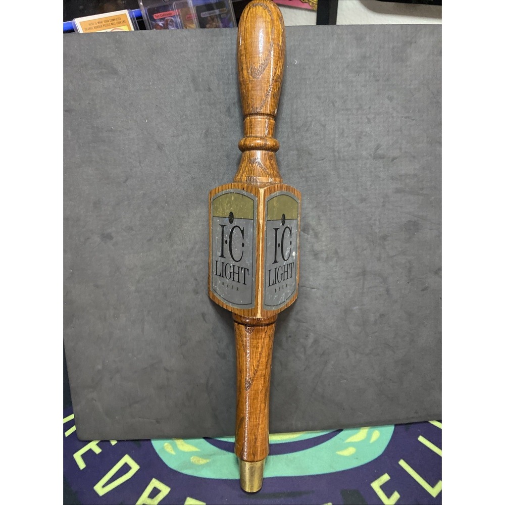 IC light beer tap wooden handle 13" Tri Sided Nice Wood